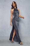 MissPap Shimmer Double Layer High Neck Backless Maxi Dress thumbnail 4