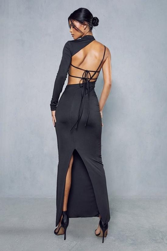 MissPap Double Layer Slinky Cut Out One Shoulder Maxi Dress 3