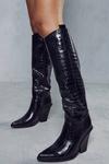 MissPap Premium Croc Knee High Cowboy Boots thumbnail 1