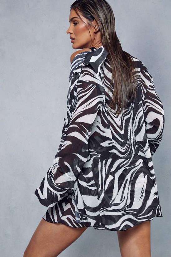 MissPap Plisse Oversized Zebra Print Shirt 3