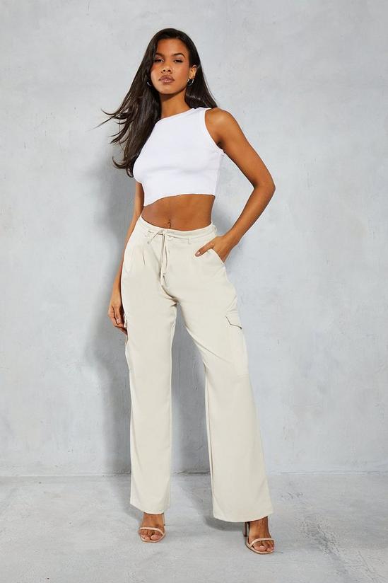 MissPap Tie Waist Pocket Relaxed Cargo Trousers 1