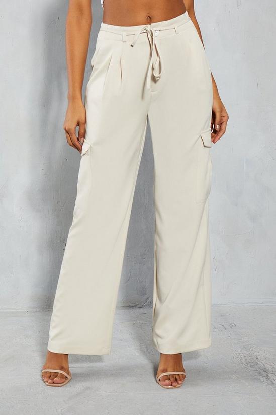 MissPap Tie Waist Pocket Relaxed Cargo Trousers 2