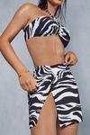 MissPap Zebra Print Ruched Side Mini Skirt thumbnail 6