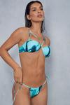 MissPap Abstract Printed Ruched Cupped Strappy Bikini Set thumbnail 5