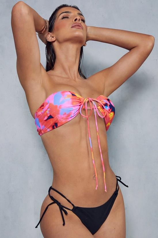 MissPap Firey Floral Strapless Tie Detail Contrast Knicker Bikini Set 5