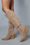 MissPap Faux Suede Western Knee High Boots thumbnail 1