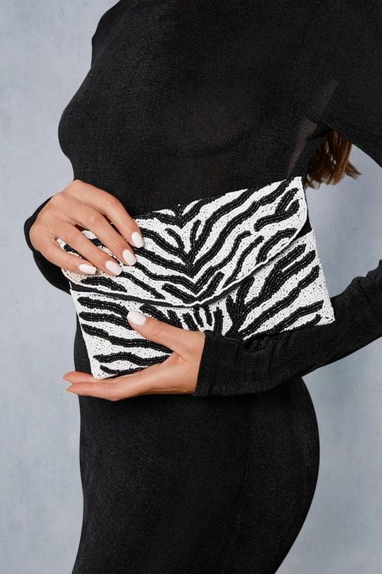 MissPap Premium Embellished Zebra Clutch Bag 2