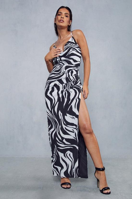 MissPap Zebra Plunge Cowl Maxi Dress 2