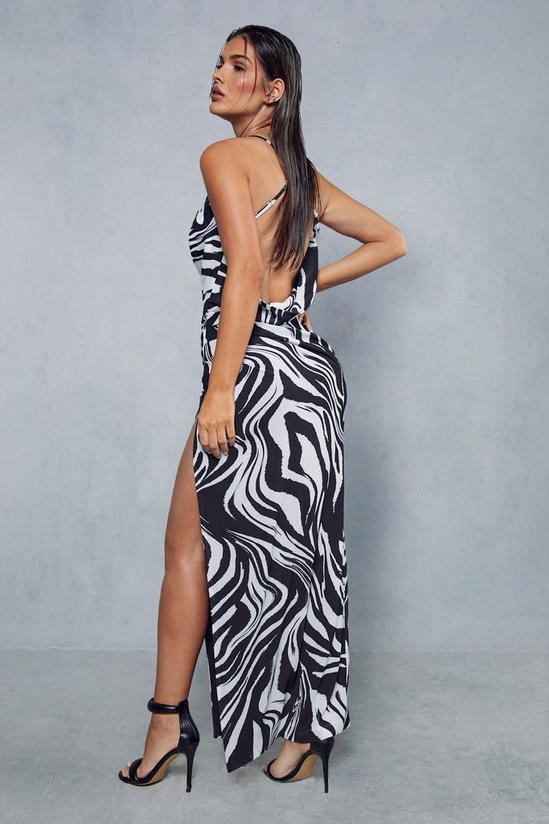 MissPap Zebra Plunge Cowl Maxi Dress 4