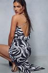 MissPap Zebra Plunge Cowl Maxi Dress thumbnail 5