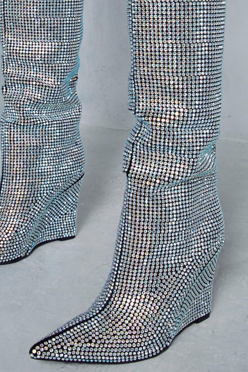 Silver best sale wedge booties