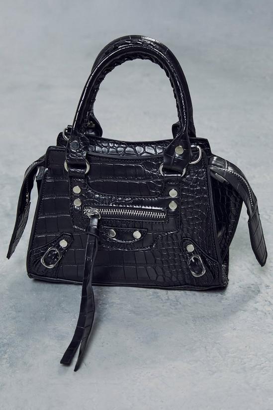 MissPap Leather Look Croc Zip Detail Bag 2