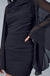 MissPap Premium Chiffon Draped Cowl Back Flare Sleeve Mini Dress thumbnail 2