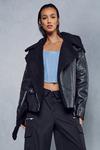 MissPap Teddy Lined Belted Aviator Jacket thumbnail 1