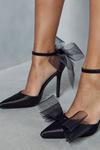 MissPap Satin Tulle Bow Pointed Heels thumbnail 2