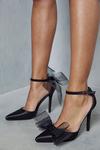 MissPap Satin Tulle Bow Pointed Heels thumbnail 3