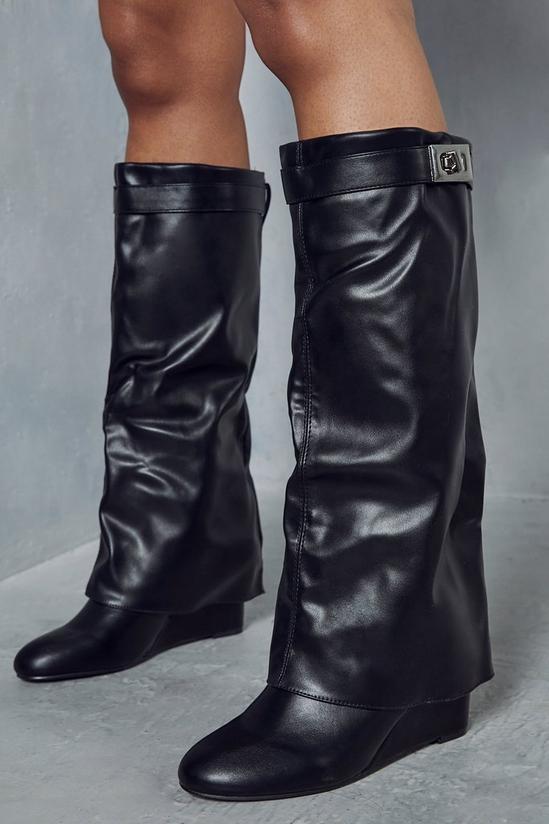 MissPap Folded Lock Detail Knee High Boots 1