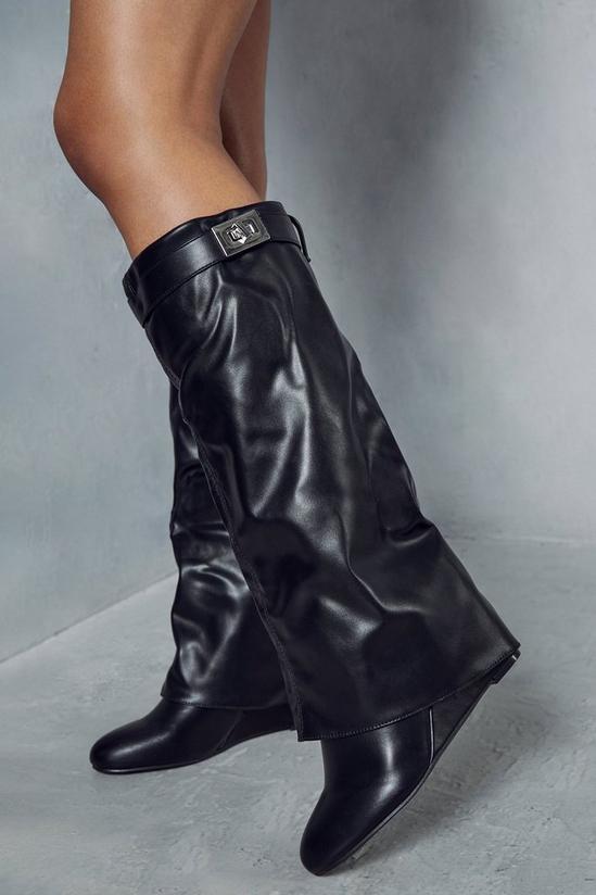 MissPap Folded Lock Detail Knee High Boots 3