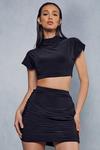 MissPap Double Layer Slinky Crop & Low Rise Mini Skirt Co-ord thumbnail 1