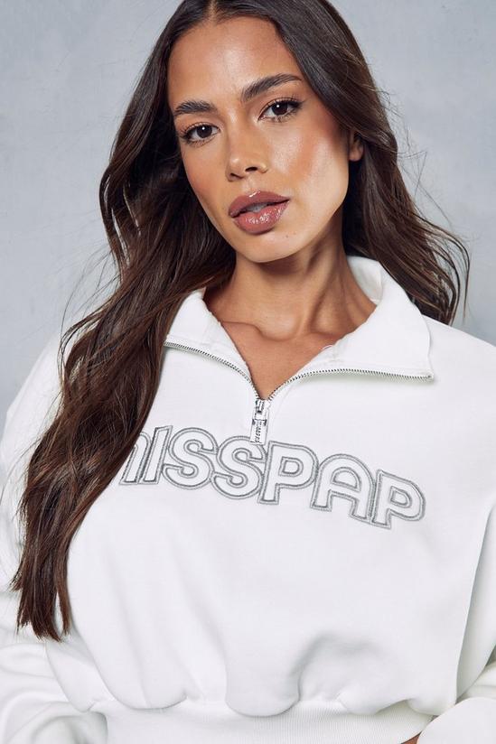 MissPap Misspap Embroidered Half Zip Cropped Sweatshirt 6