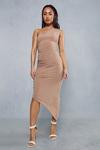 MissPap Double Layer Slinky Asymmetric Ruched Midi Dress thumbnail 4