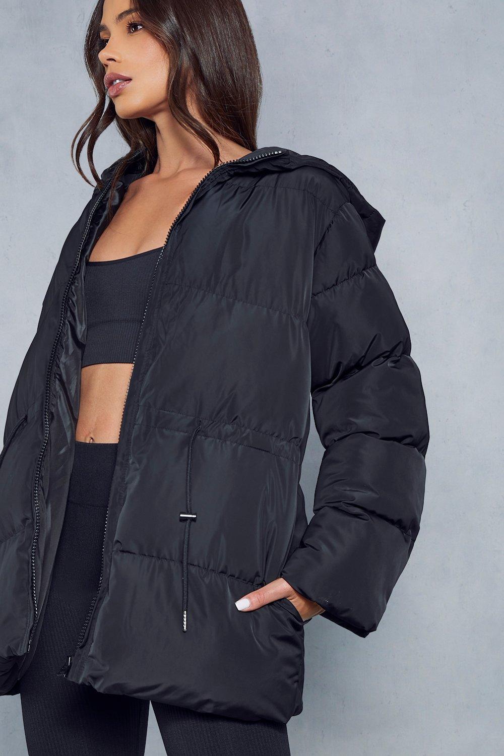 Cinched waist cheap puffer jacket