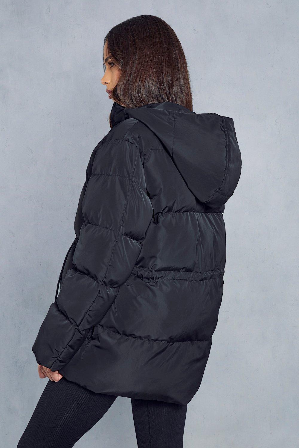 Puffer jacket hotsell cinched waist