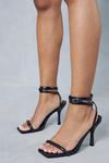 MissPap Square Toe Leather Look Barely There Heels thumbnail 1