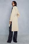 MissPap Contrast Woven Leather Look Panelled Trench Coat thumbnail 3