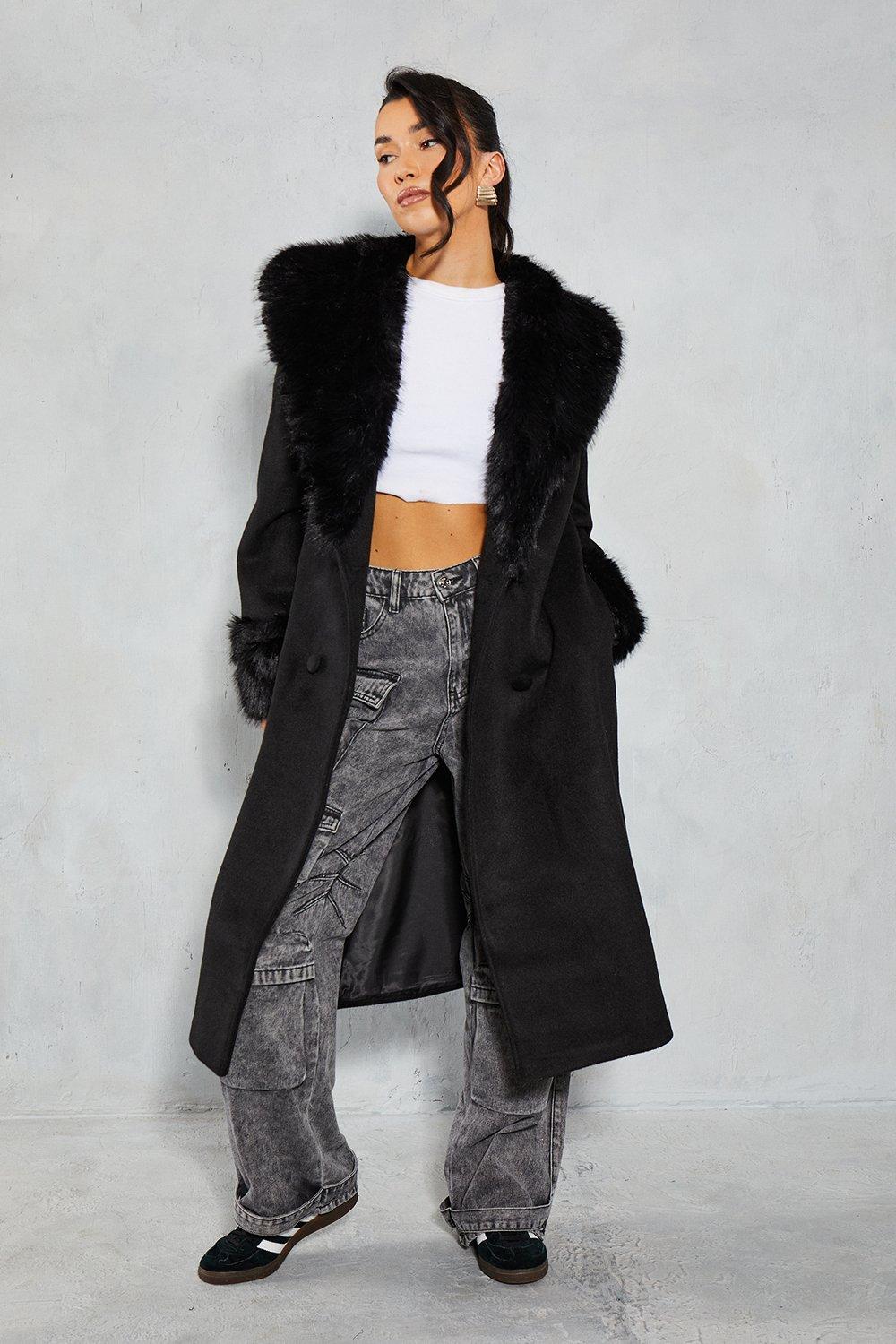 Exaggerated Long Sleeve Spread Collar Bubble Cropped Faux Fur Coat - W –  Trendy & Unique