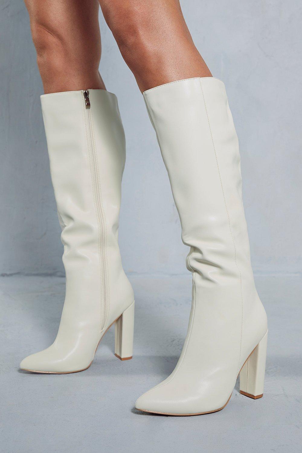 Cream high hot sale heel boots