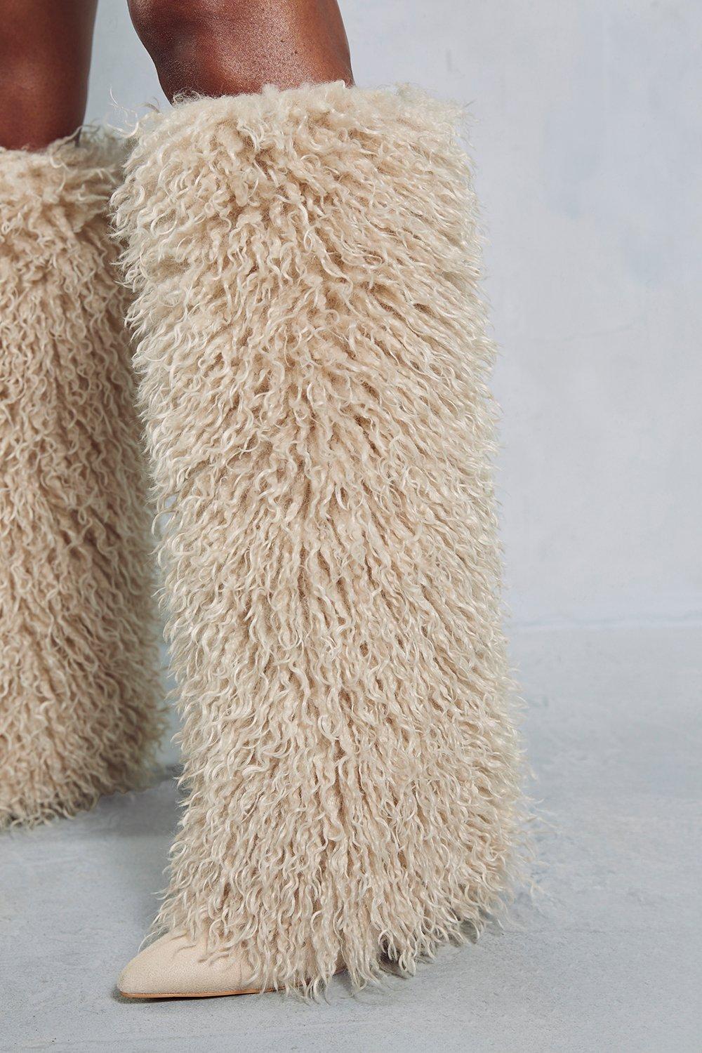 Furry knee deals high boots