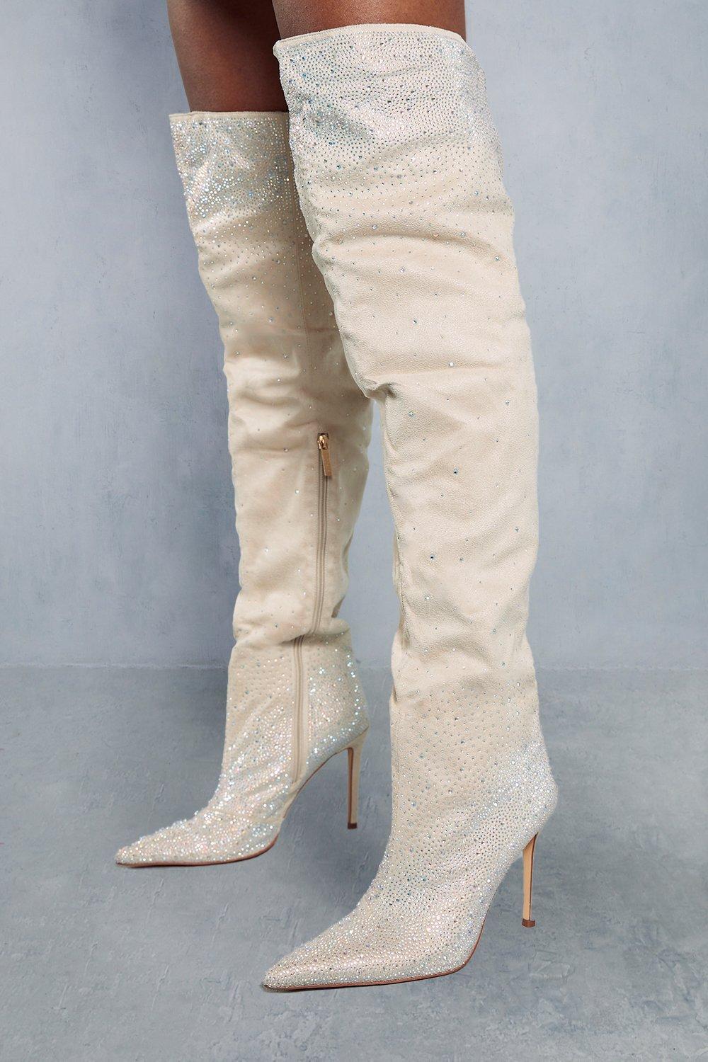 Embellished Over The Knee Pointed Boots