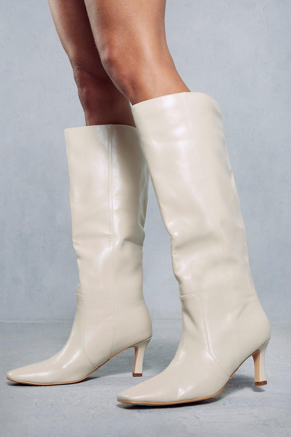 Cream boots hot sale knee high