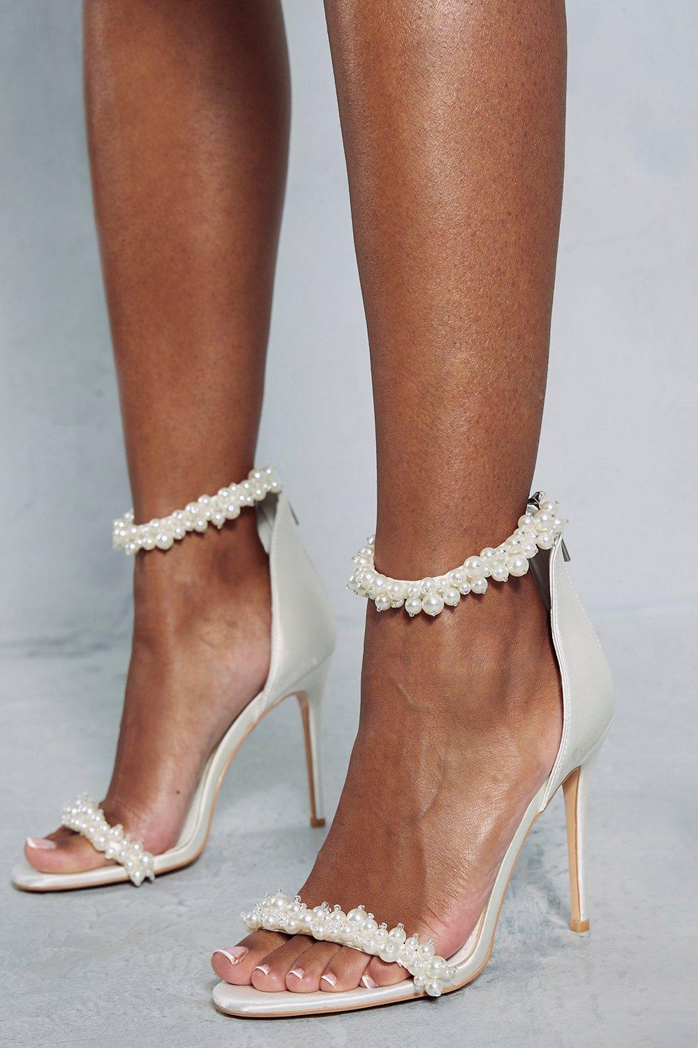 Heels with store pearls on them