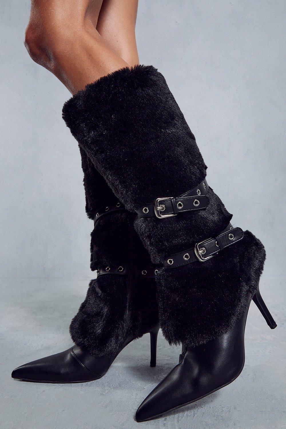 Faux fur thigh high hot sale boots