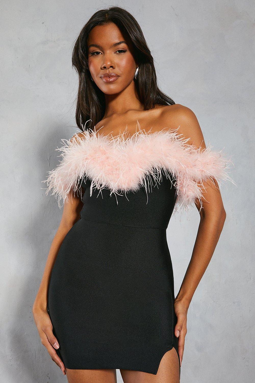 Feather cheap bodycon dress