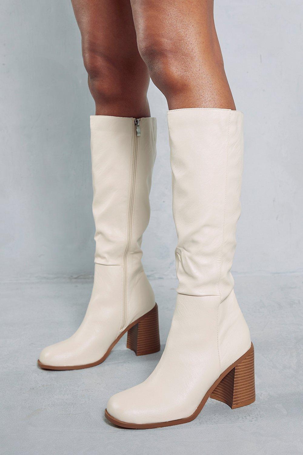 Cream boots sale knee high