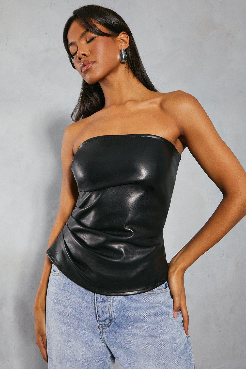 Kendall & Kylie Faux Leather Strapless Tube Top