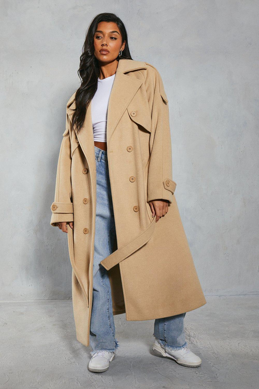 Wool look store trench coat