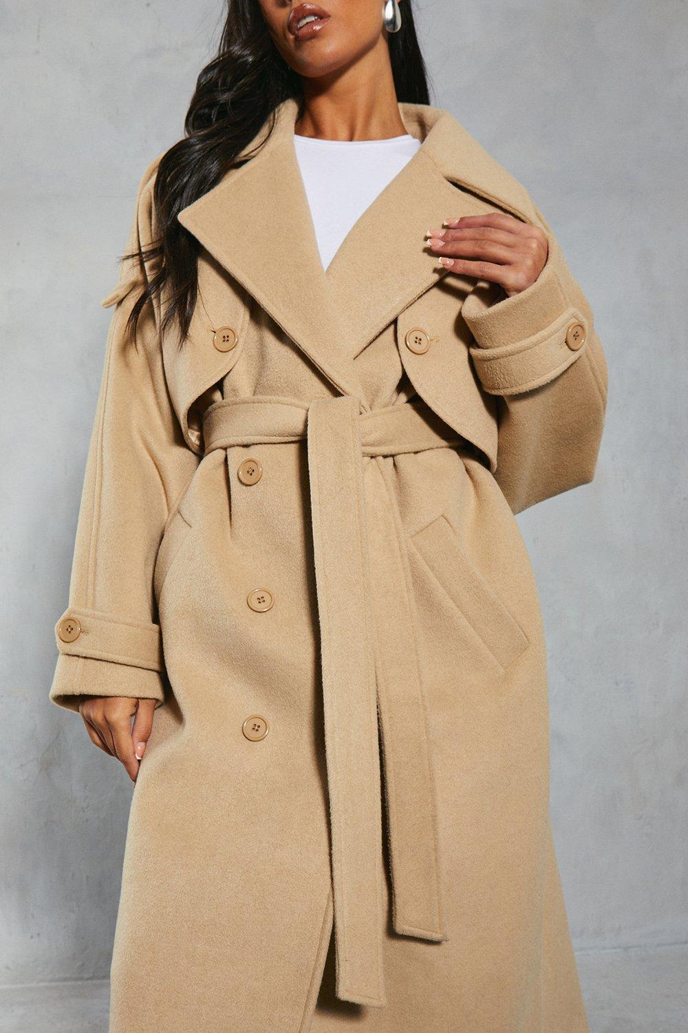 Wool look hot sale trench coat