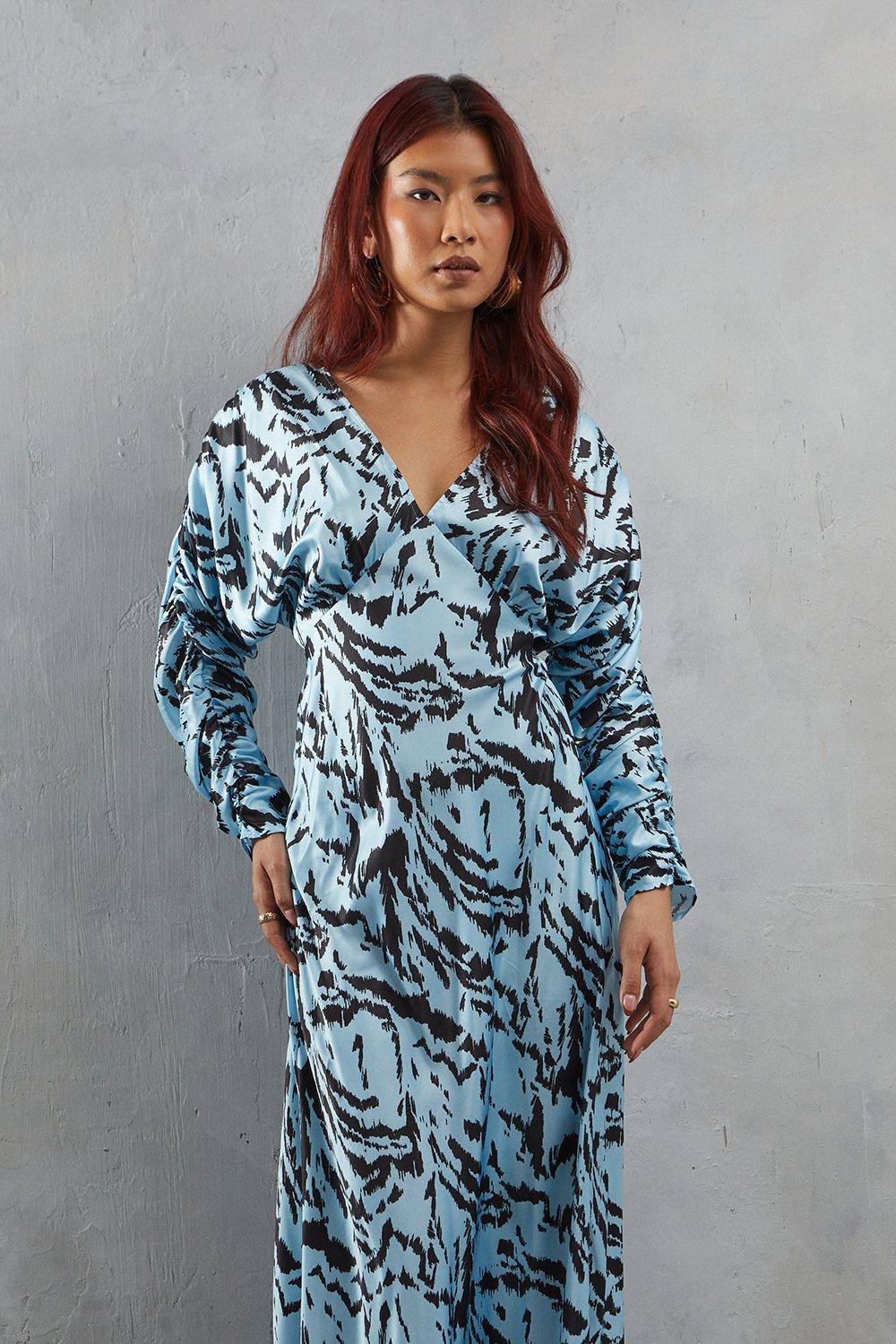 Dresses | Zebra Satin Batwing Bias Midi Dress | Warehouse