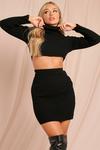 MissPap Knitted Turtle Neck Crop Top Skirt Co-ord thumbnail 1