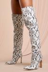 MissPap Snake Print Over The Knee Heeled Boot thumbnail 1