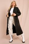 MissPap Collarless Ruched Sleeve Wool Look Coat thumbnail 1