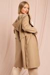 MissPap Hooded Waterfall Belted Coat thumbnail 4