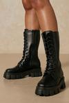 MissPap Leather Look Knee High Lace Up Boots thumbnail 3