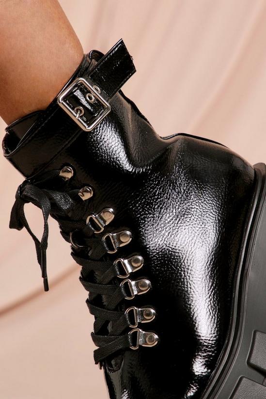 MissPap Patent  Buckle Detail Lace Up Ankle Boot 2