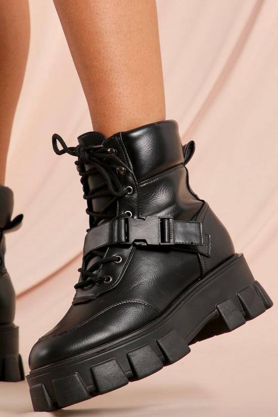 MissPap Leather Look Buckle Detail Ankle Boot 2