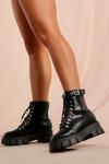 MissPap Leather Look Buckle Detail Lace Up Ankle Boot thumbnail 1